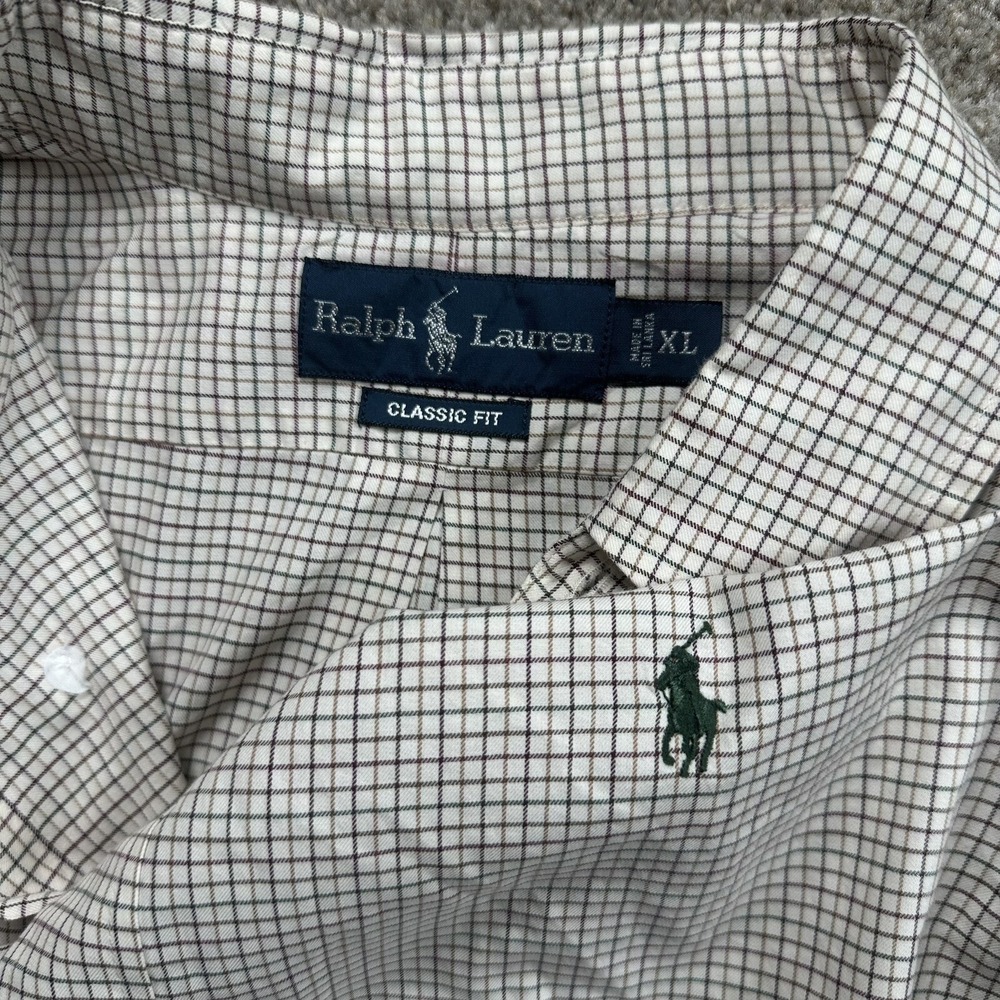 Polo‎ Ralph Lauren Men's Beige Multicolor Check Button Up Men Size XL